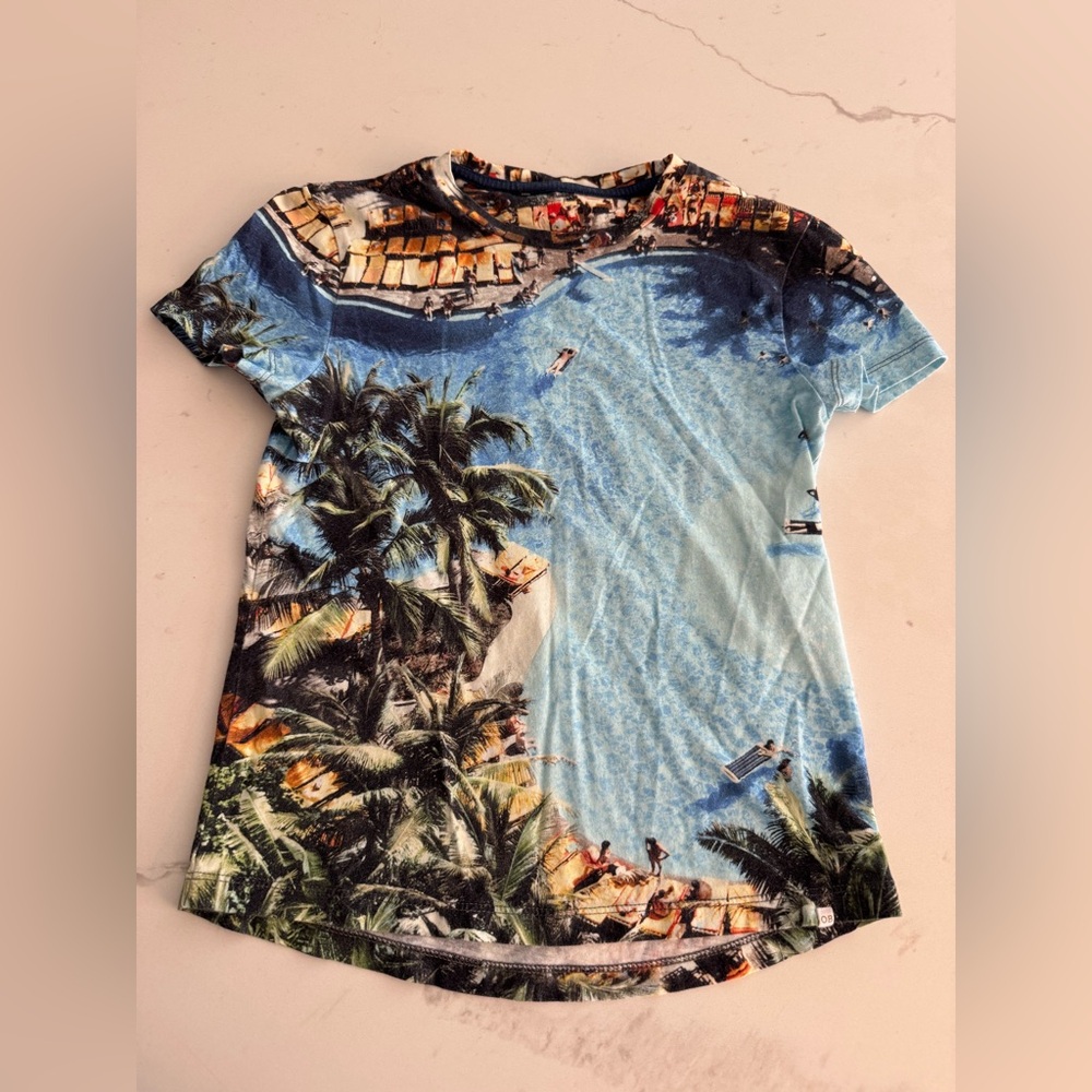 Orlebar Brown Kids Tropical Pool Print Tee - Blue and Green